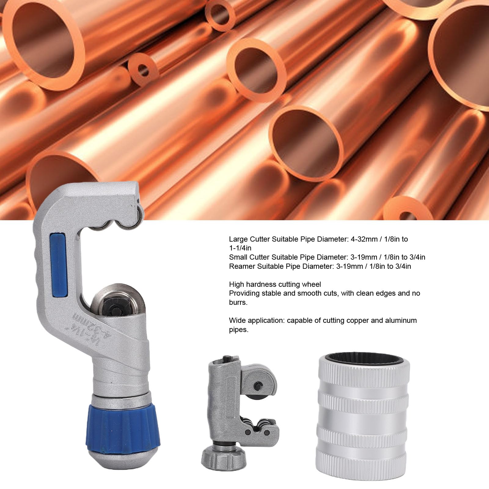 Yosoo Health Gear Zestaw Obcinaków do Rur, Trwałe Narzędzie do Obcinania Rur Metalowych z Rozwiertakiem, 3 Elementy Cięcia Aluminiowych i Miedzianych od 1/8 1-/4 Cala, Idealne zastosowań