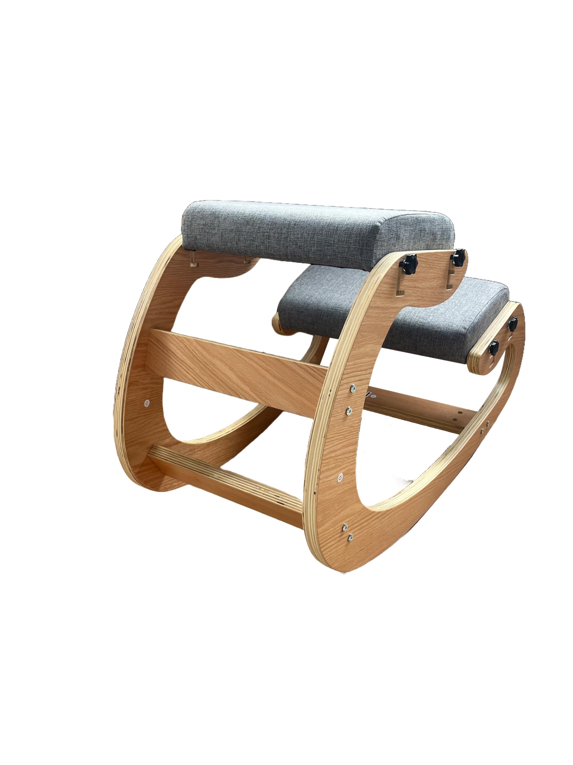 Rocking Kneeling Chair Ergonomic – Adjustable Wooden Posture Chair with Thick Cushion, Active Sitting Stool for Home Office, Back Pain Relief, Improves Posture & Spinal Alignment