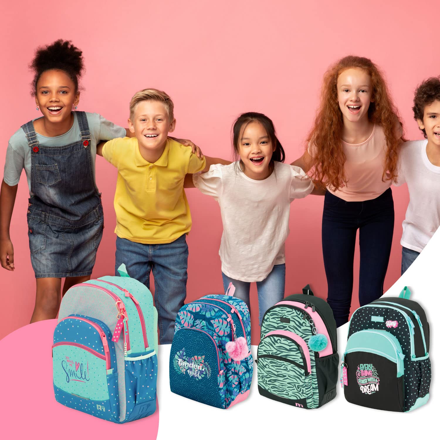 OFITURIA Zaino Scuola Bambina, Zaino Adattabile Auto, Spallacci Ergonomici Imbottiti con Materiale Traspirante, Zaino Bimba con Tasca Frontale e Tasca Laterale