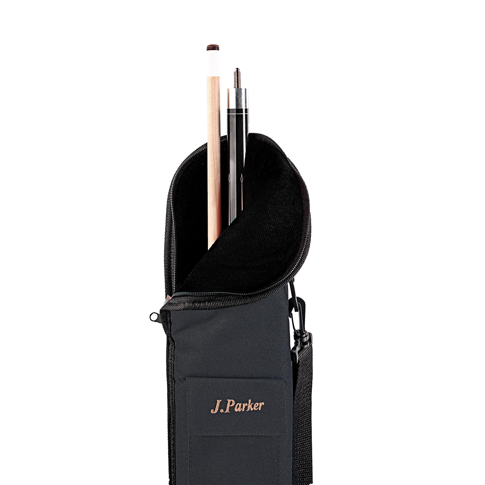 J. Parker Billard Queue Tasche für 2-TLG. Pool oder Snooker-Cue, Robustes Nylon Case, guter Transportschutz, mit Zubehörfach und Tragegurt