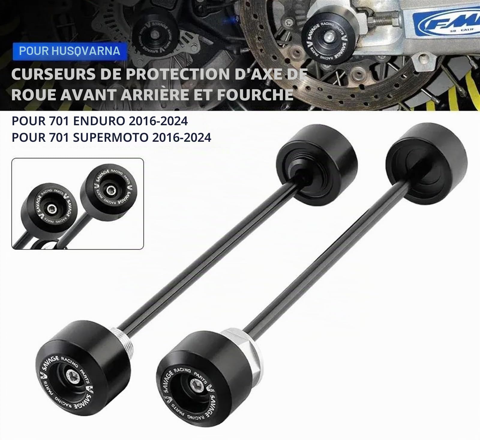 Protection contre les chutes Pour Husqvarna 701 Supermoto 701 Enduro Essieu Avant Et Arrière Curseur Fourche Cadre Moto Moyeu Protection Contre Les Chocs Accessoires de mise à niveau(Front and Rear)