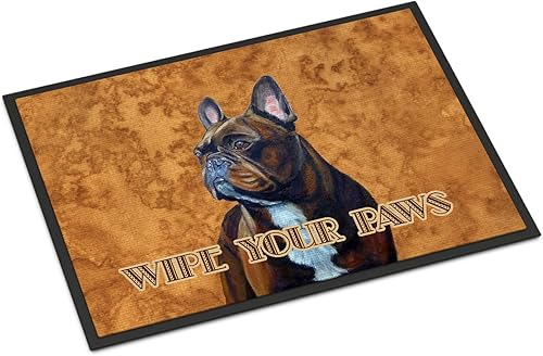 Caroline's Treasures LH9455MAT - Felpudo de bulldog francés Wipe Your Paws de 18 x 27 pulgadas, tapete para puerta delantera, interior y exterior,
