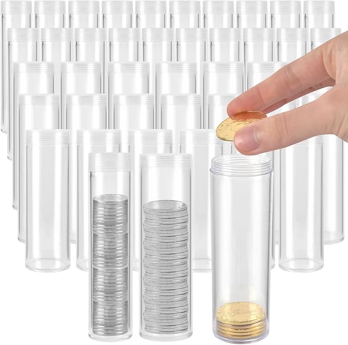 100 Pieces Coin Tubes Assorted Sizes 10 HalfDollar Coin