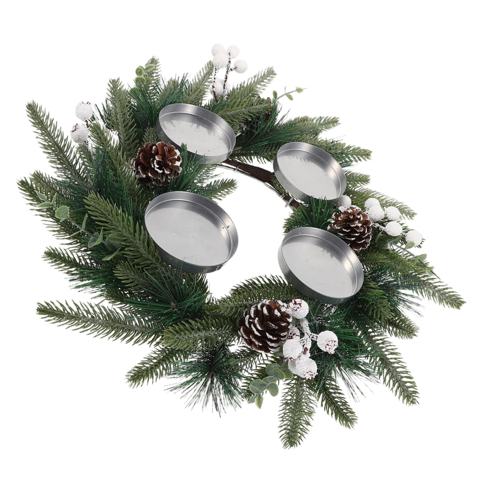 Couronne de Noël pin artificiel avec porte-bougie pour décoration table réveillon et maison