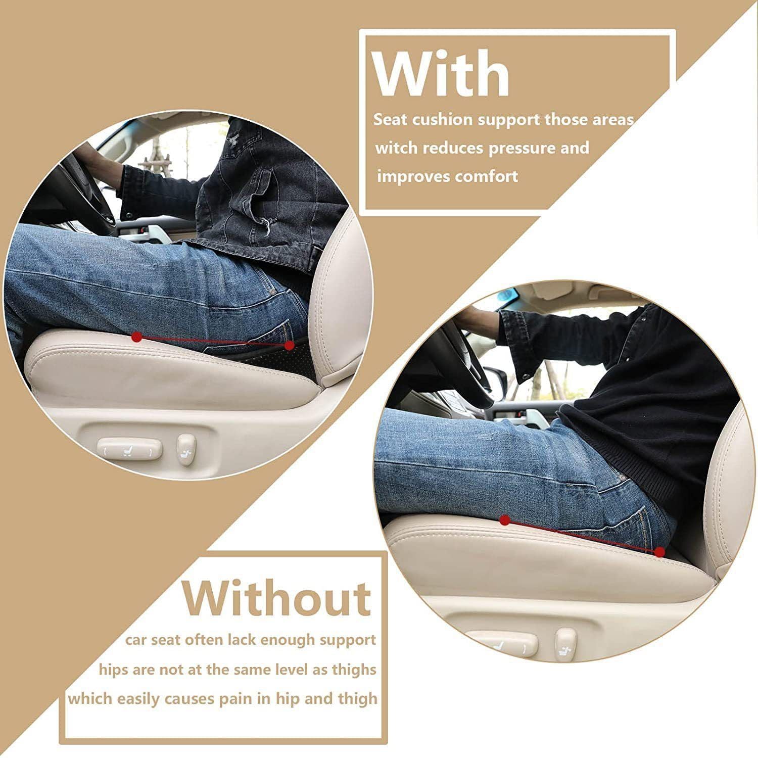 Cojín Elevador para VW Golf 6 GTI 2009-2013 Asiento Coche Ergonómico Cojín Cuña Confort