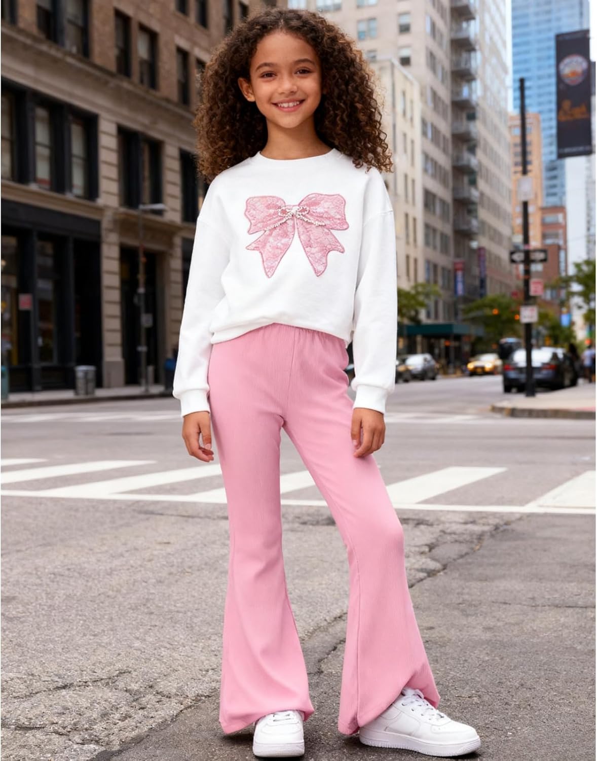 Girls Clothes 2 Piece Cute Butterfly Sweatshirt & Flared Pants/Cargo Pants Winter Outfits for Teen Girls 7-14Y - Image 5