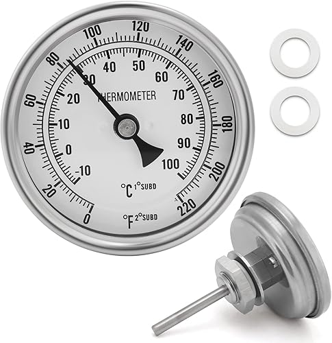 Miniatura 1 de NPT - Termómetro de esfera de cerveza de 12, termómetro de acero inoxidable para hervidor de cerveza casera, termómetro de olla sin soldadura,