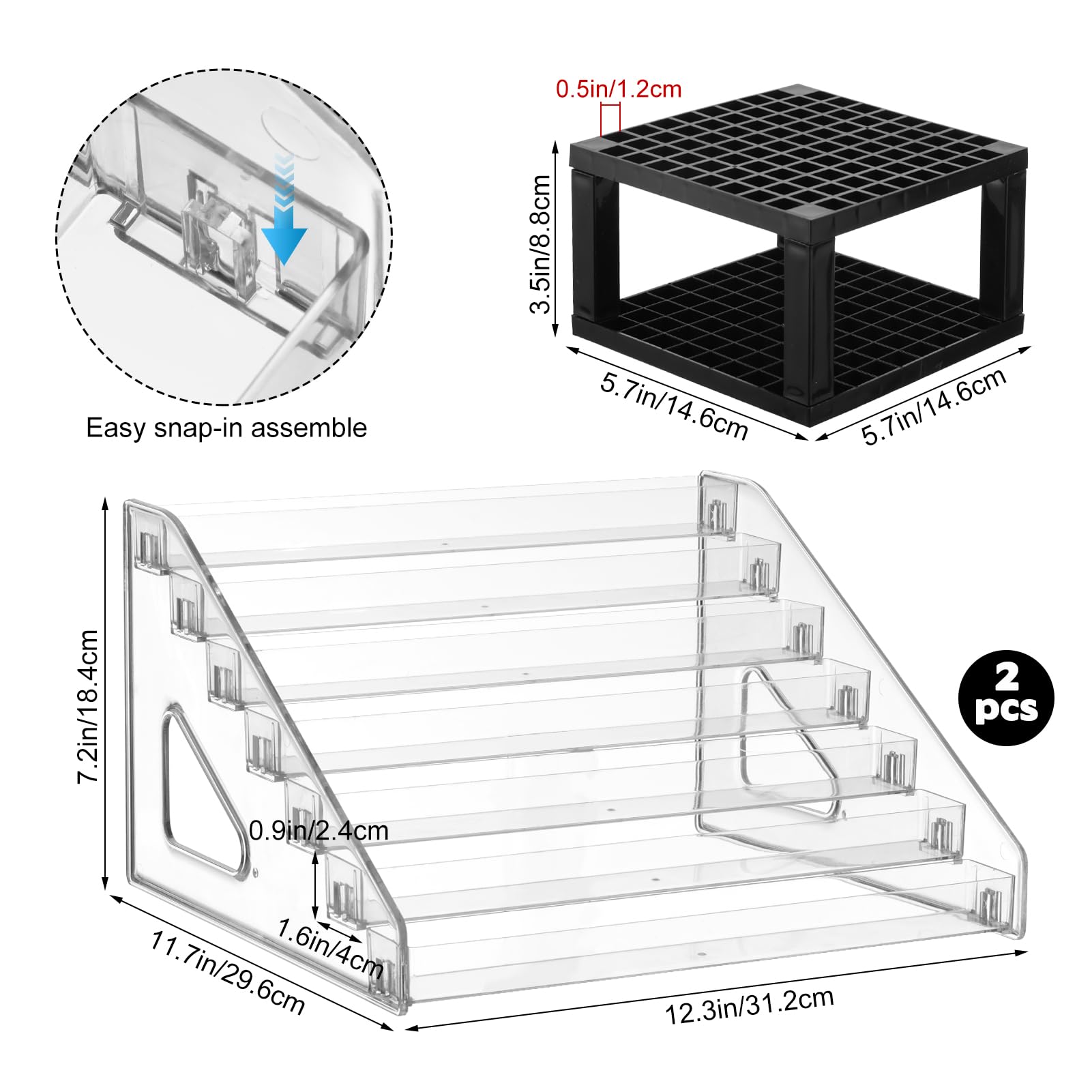 YEXEXINM 2 Pcs Clear Paint Organizer With Paint Brush Holder,7 Layers Acrylic Paint Organizer,Paint Storage Rack,Craft Paint Organizer Rack,Miniature Paint Holder for Paint Storage