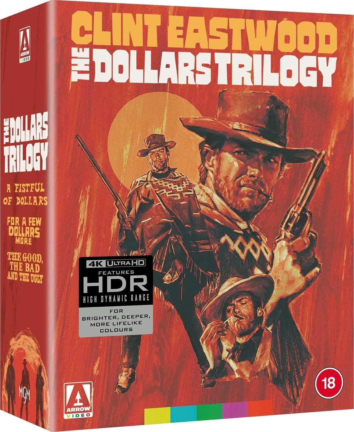 Clint Eastwood: The Dollars Trilogy – A Fistful of Dollars / For a Few Dollars More / The Good, the Bad and the Ugly (Special Edition, Reversible Cover, 8-Disc Set) [4K UHD + Blu-ray] [Region Free]