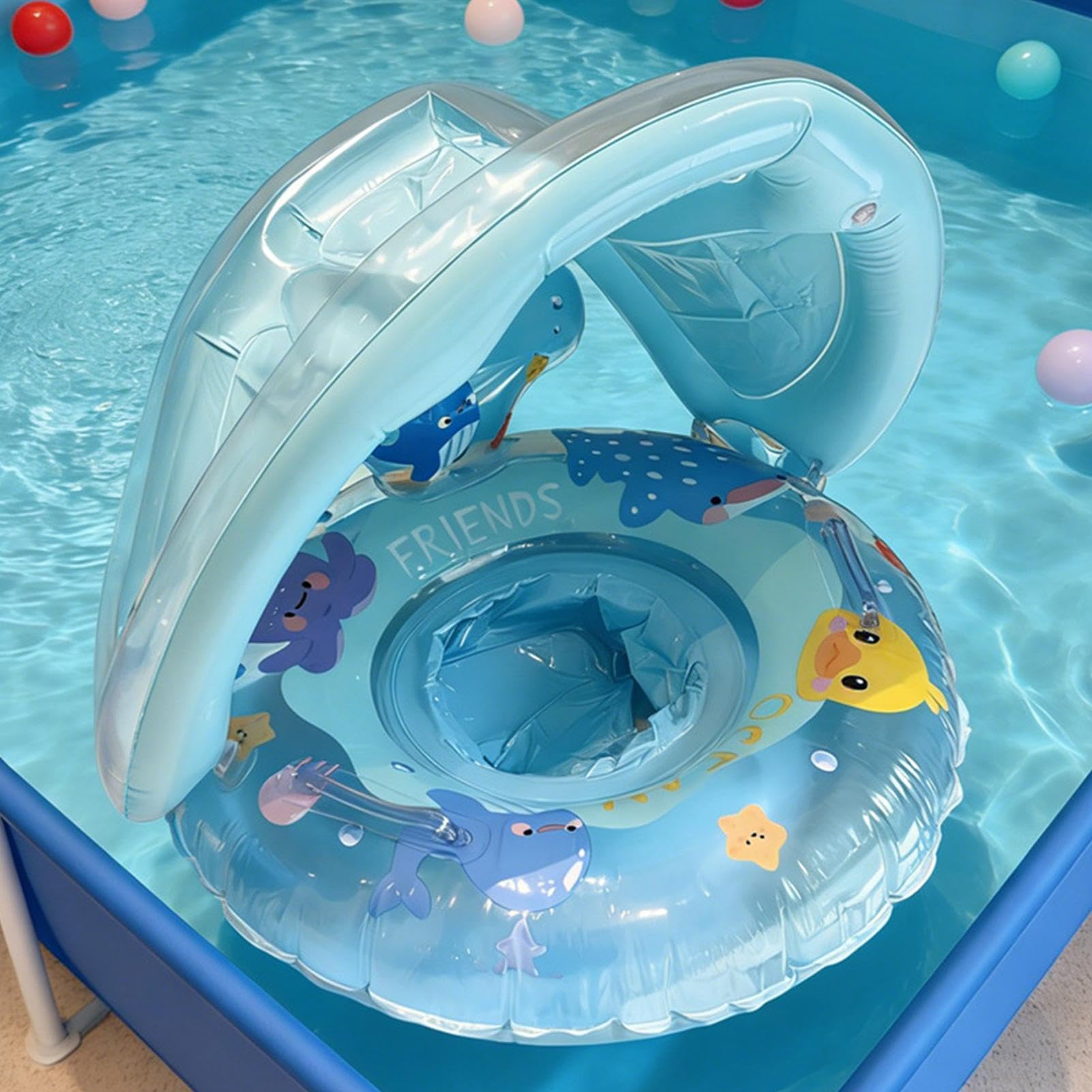 Galleggianti Gonfiabili Per Piscina, Uso Multiuso, Anello Da Nuoto Per Bambini Con Parasole - Galleggiante Per Protezione Solare Per Bambini, Sicuro E Stabile, Per Spiaggia Lago All'aperto Cortile Vac