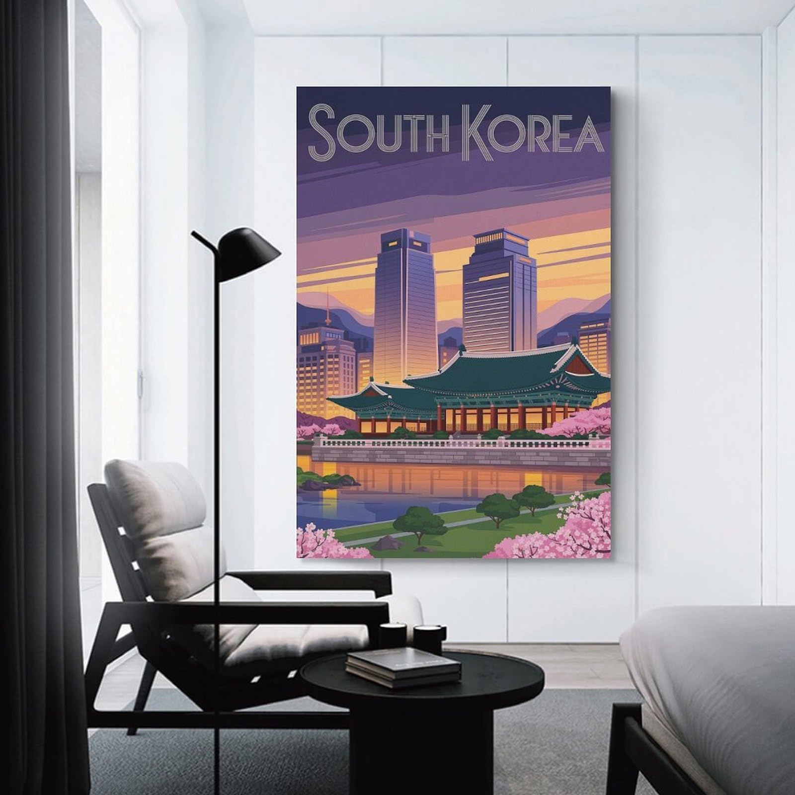 Junmoney South Korea Travel Room Decor Wall Art 24x36inch(60x90cm), for Wall Displays, Bedrooms Or Room Updates, Ideal for Building A Coordinated Art Wall