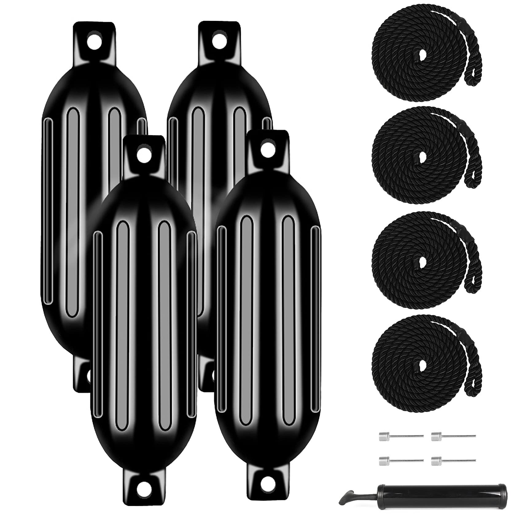 VEITHI Boat Fenders 4Pack, Ribbed Twin Eyes Vinyl Boat Fender Bumpers