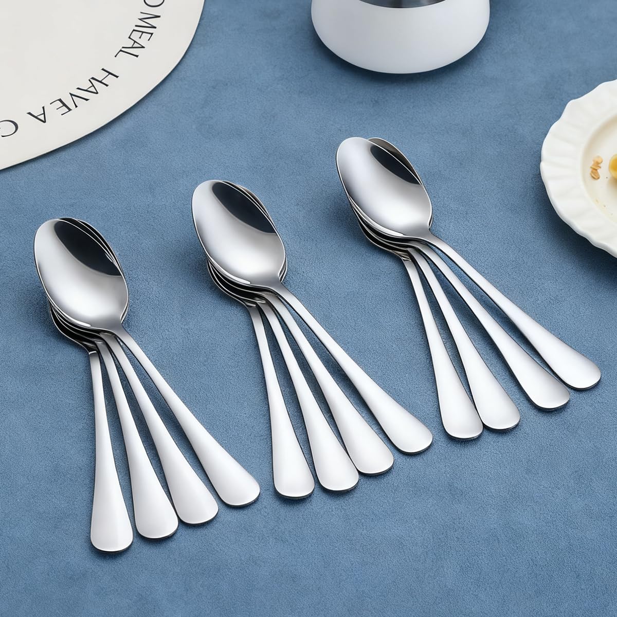 Berglander Set di 24 cucchiai da tavola, 18,7 cm, in acciaio inox per uso alimentare, per casa, cucina o ristorante, lucidati a specchio, lavabili in lavastoviglie