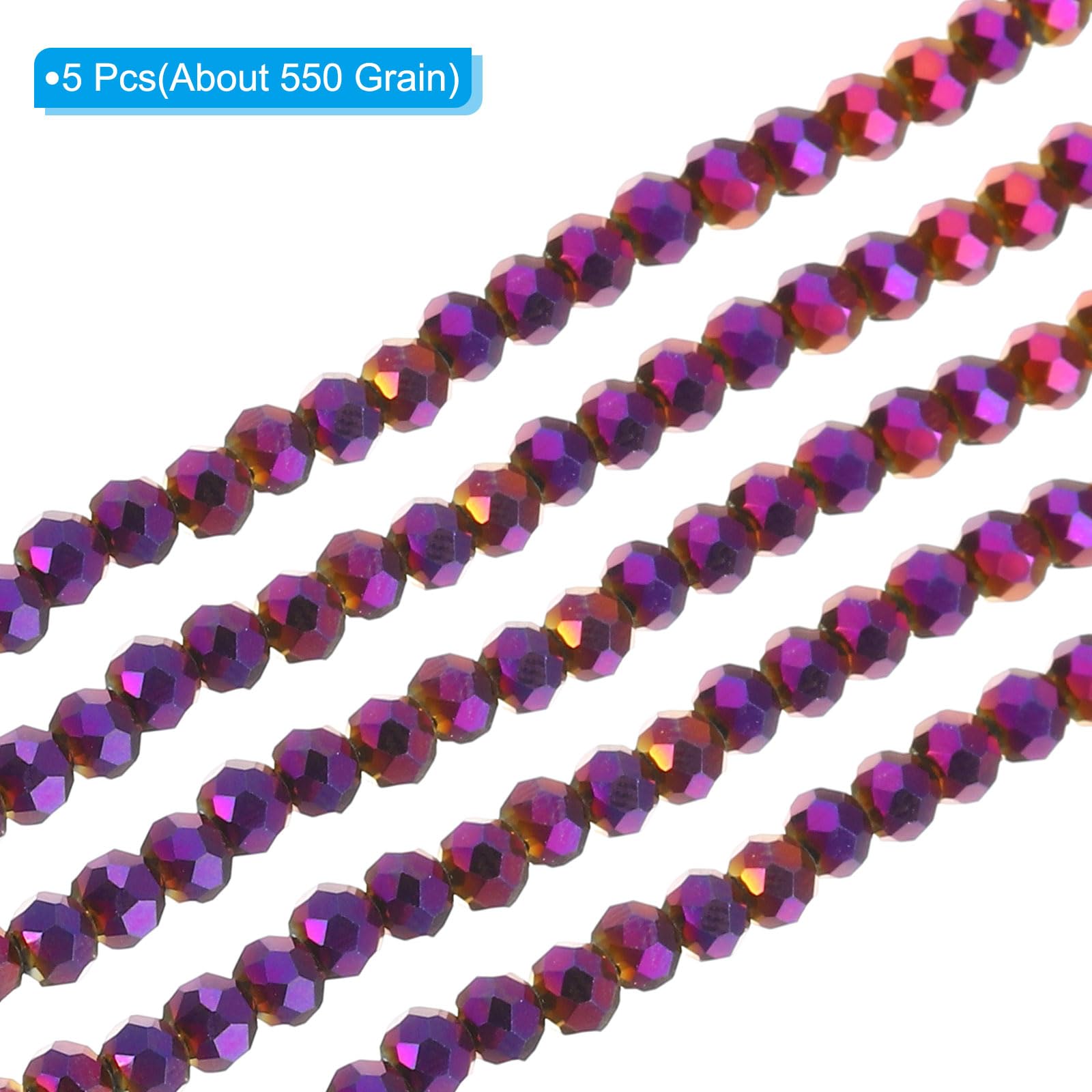 PATIKIL 4 mm Briolette Rondelle Glass Beads, 550Pcs/5Strands Small Round Faceted Crystal Bead for Jewelry Making Earrings Bracelets Necklaces - Image 3