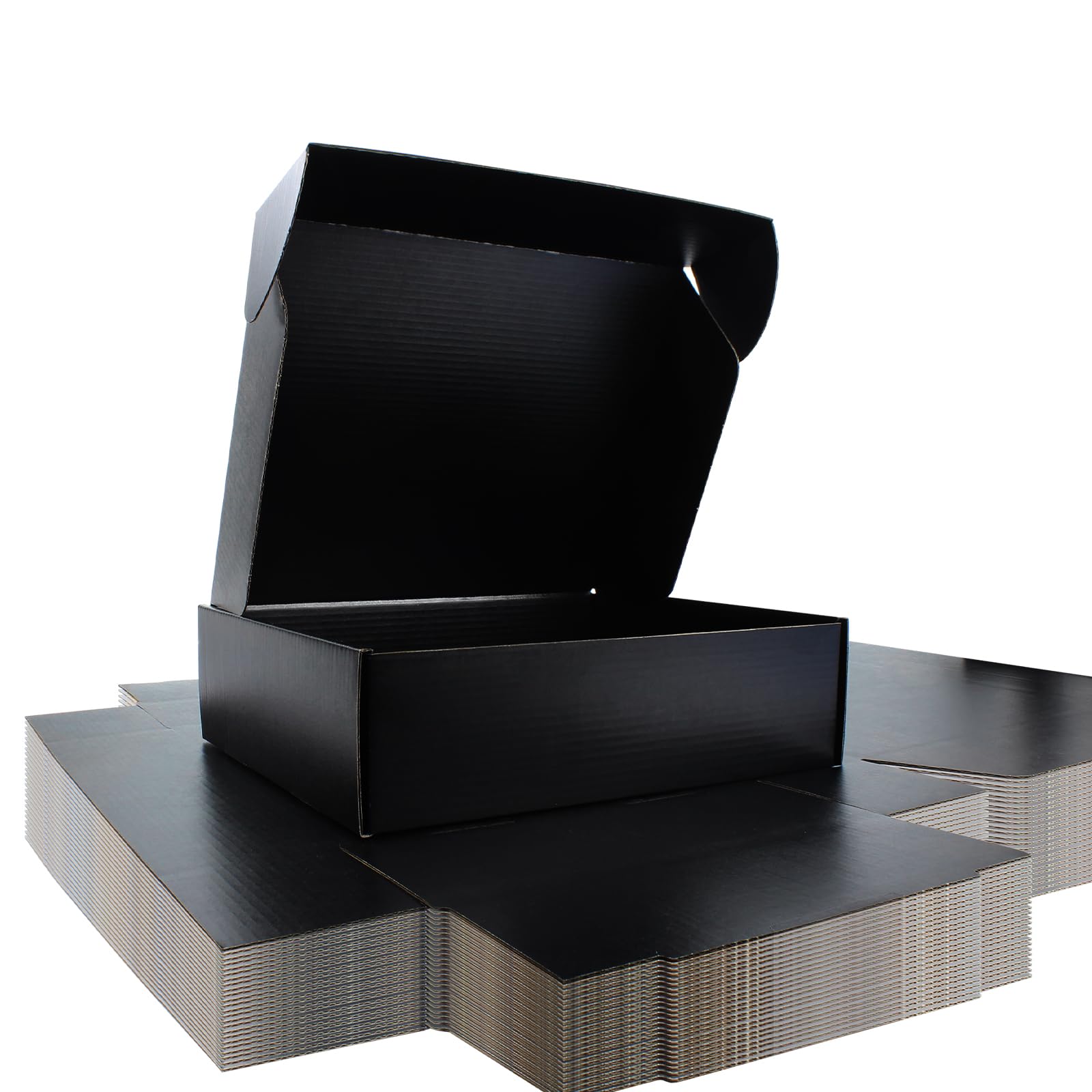 25 x 20 x 7 cm Caja postal plegable negra – cartón reciclable – negro por dentro y por fuera – para regalos, sets de joyería, chocolates y manualidades – pack de 25
