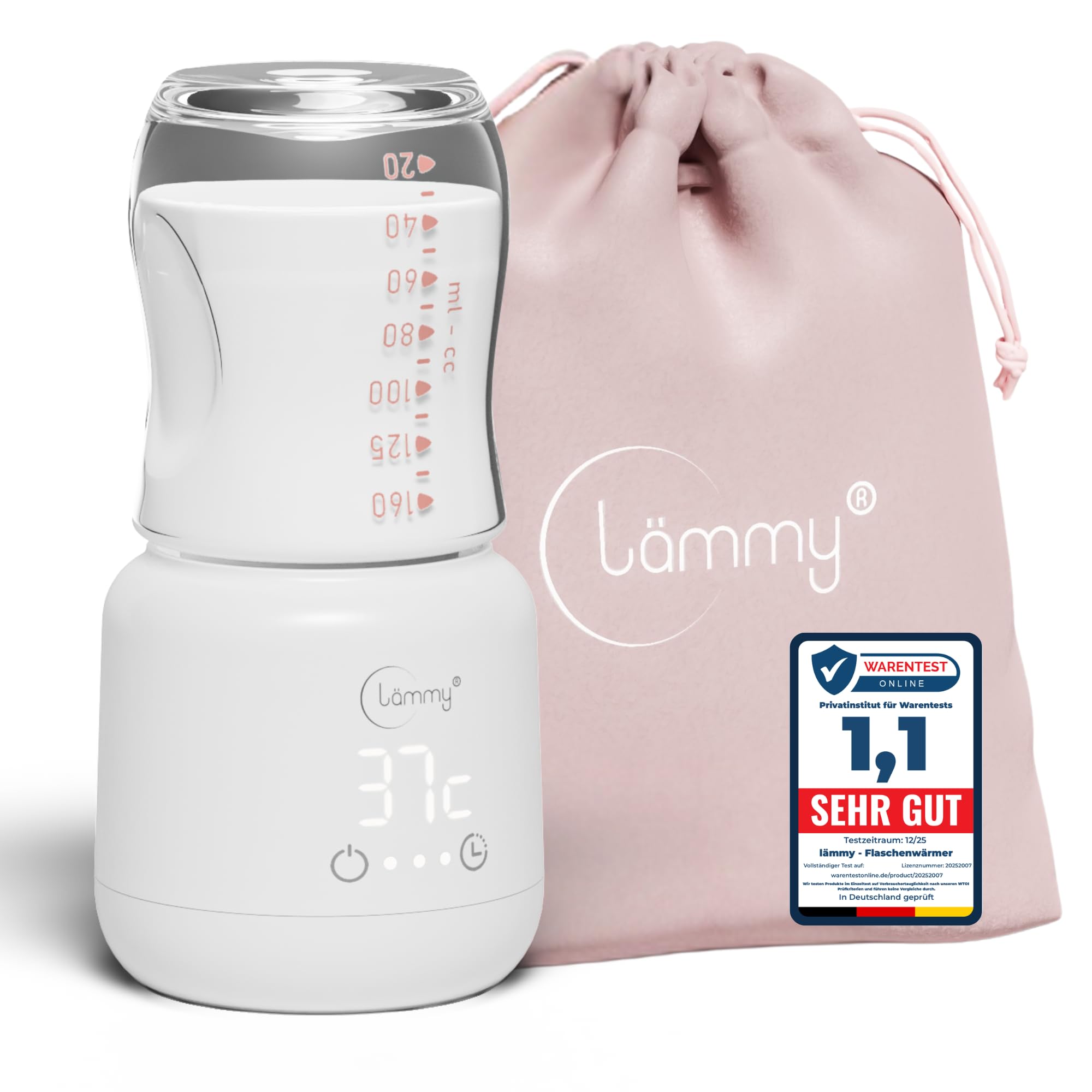 lämmy Flaschenwärmer Baby unterwegs – akkubetriebener, tragbarer babyflaschen wärmer to go – temperaturgenau, auslaufsicher und kompakt – passt auf alle Babyflaschen – USB baby bottle warmer