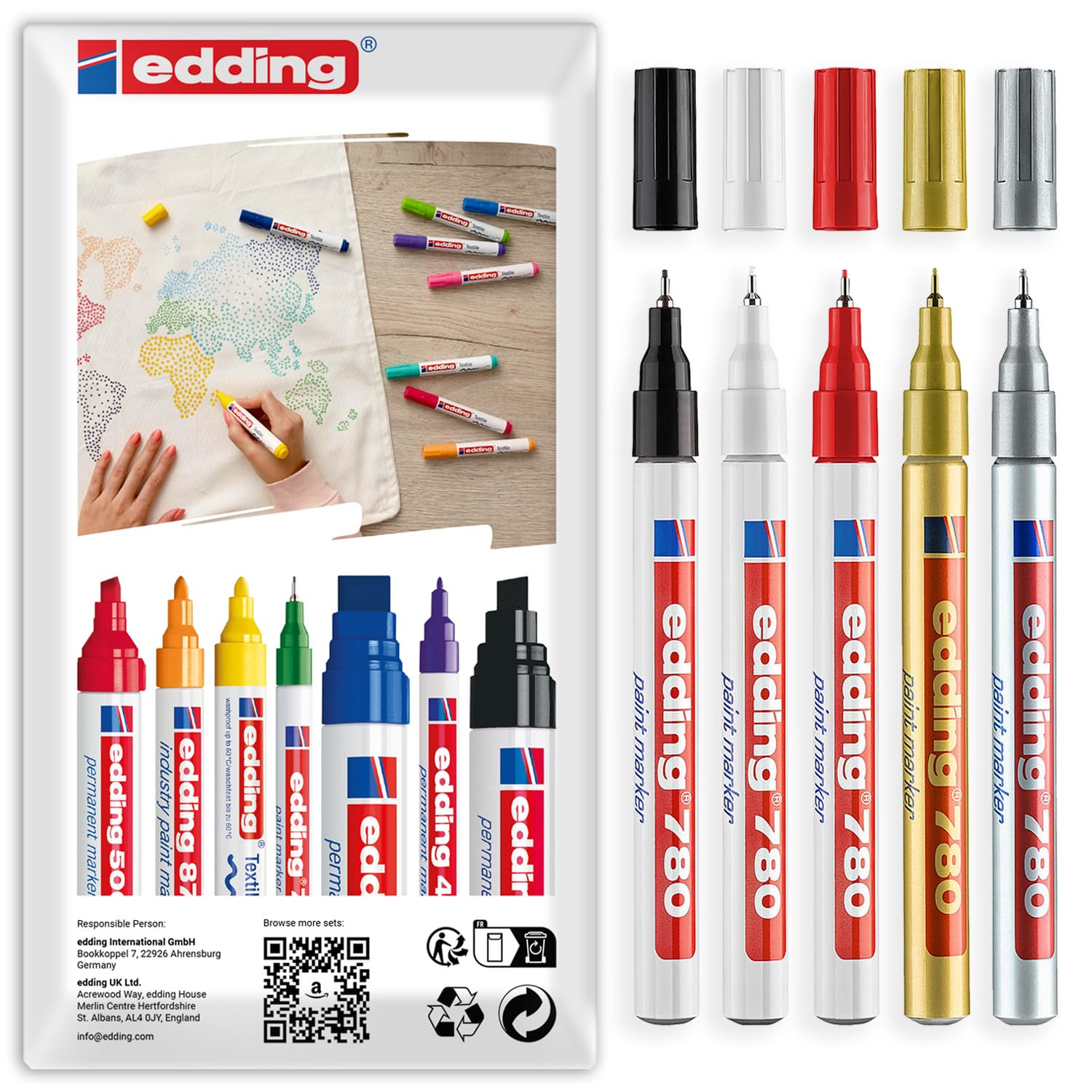 edding 780 Gloss Paint Markers 0.8mm (Multicolour - Pack of 5)
