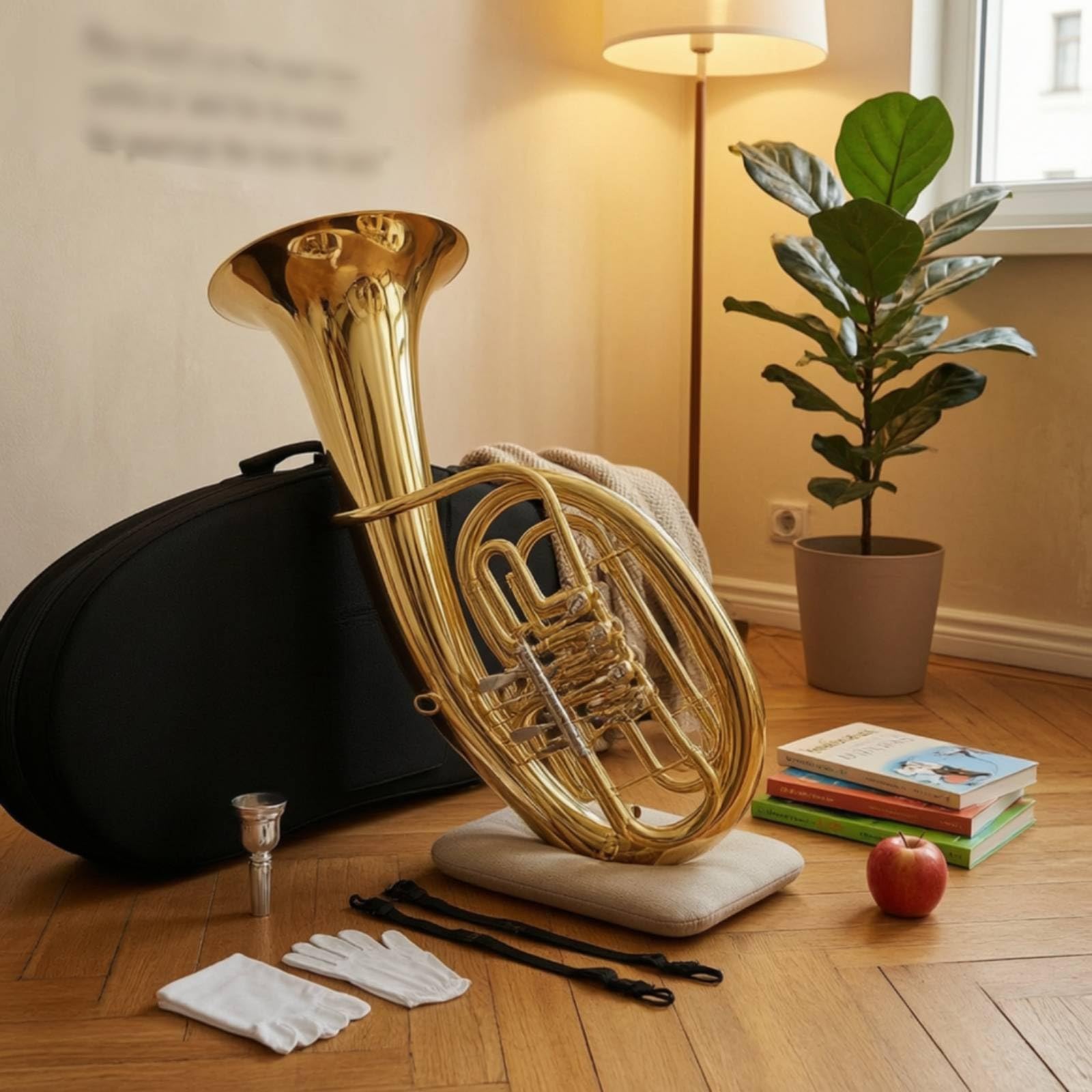 Strumento a Fiato in Ottone con Custodia Dorato Strumento a Fiato in Ottone Lucido Tromba Bassa per Bande Musicali, Scuola di Musica