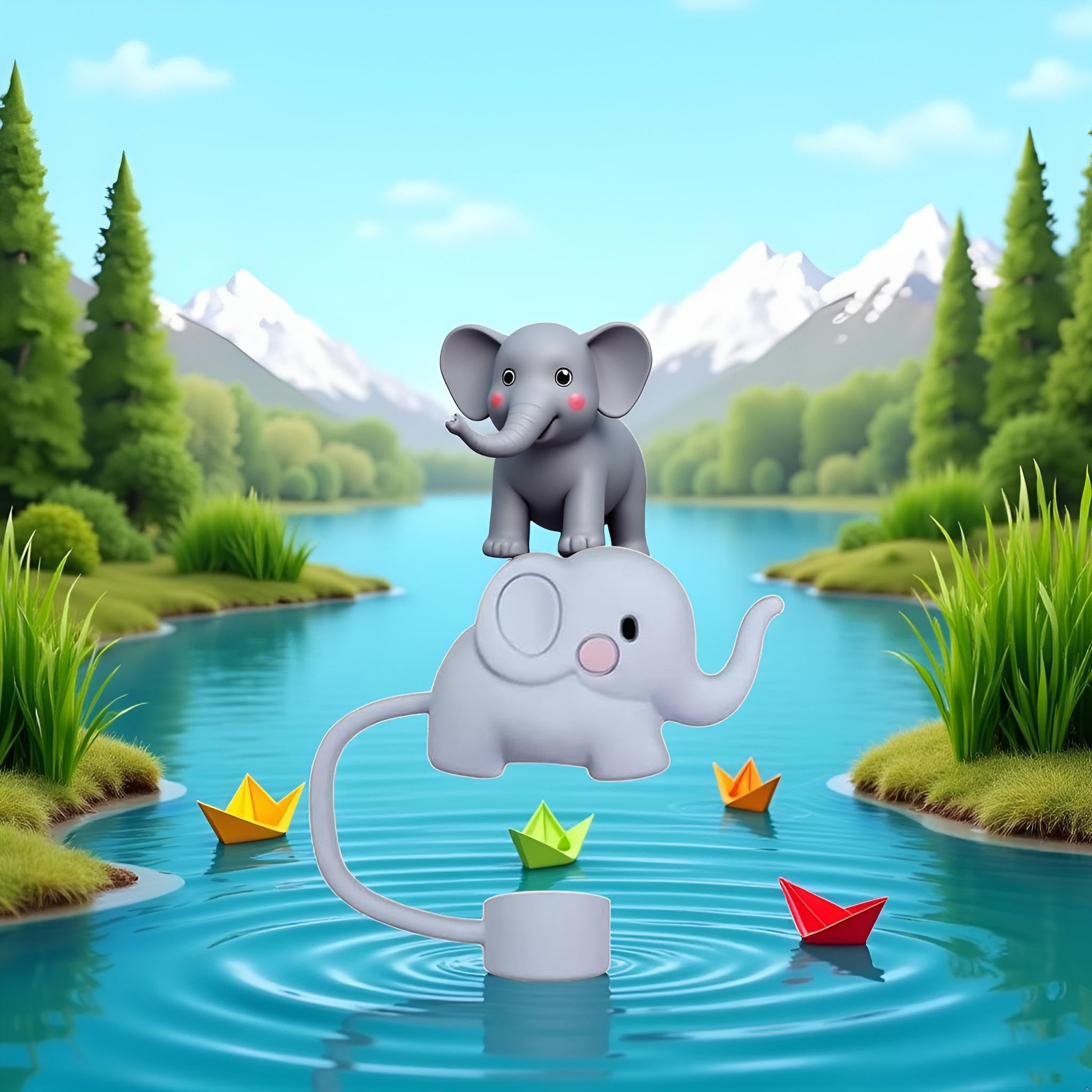 Silikon-Strohhalm-Abdeckung Für Stanley-Becher – Elefant & Löwe Design, 10 Mm – Niedlicher Strohhalm-Aufsatz
