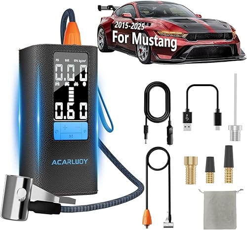 Inflador de neumáticos portátil de 150 PSI 6000 mAh, compresor de aire inalámbrico de doble potencia, apto para Ford Mustang 2015-2025, 3 veces más