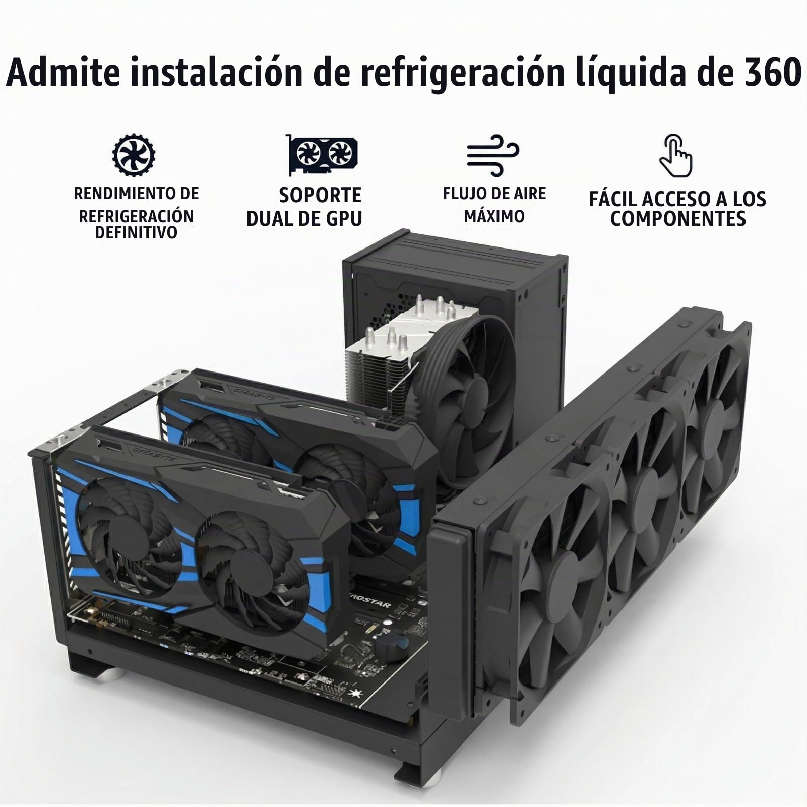 Estante de Caja de Computadora para Juegos de Bricolaje, Potente Placa de Acero de Refrigeración Estante de Caja Abierta para Computadora, Estante de Placa Base Abierta ATX para