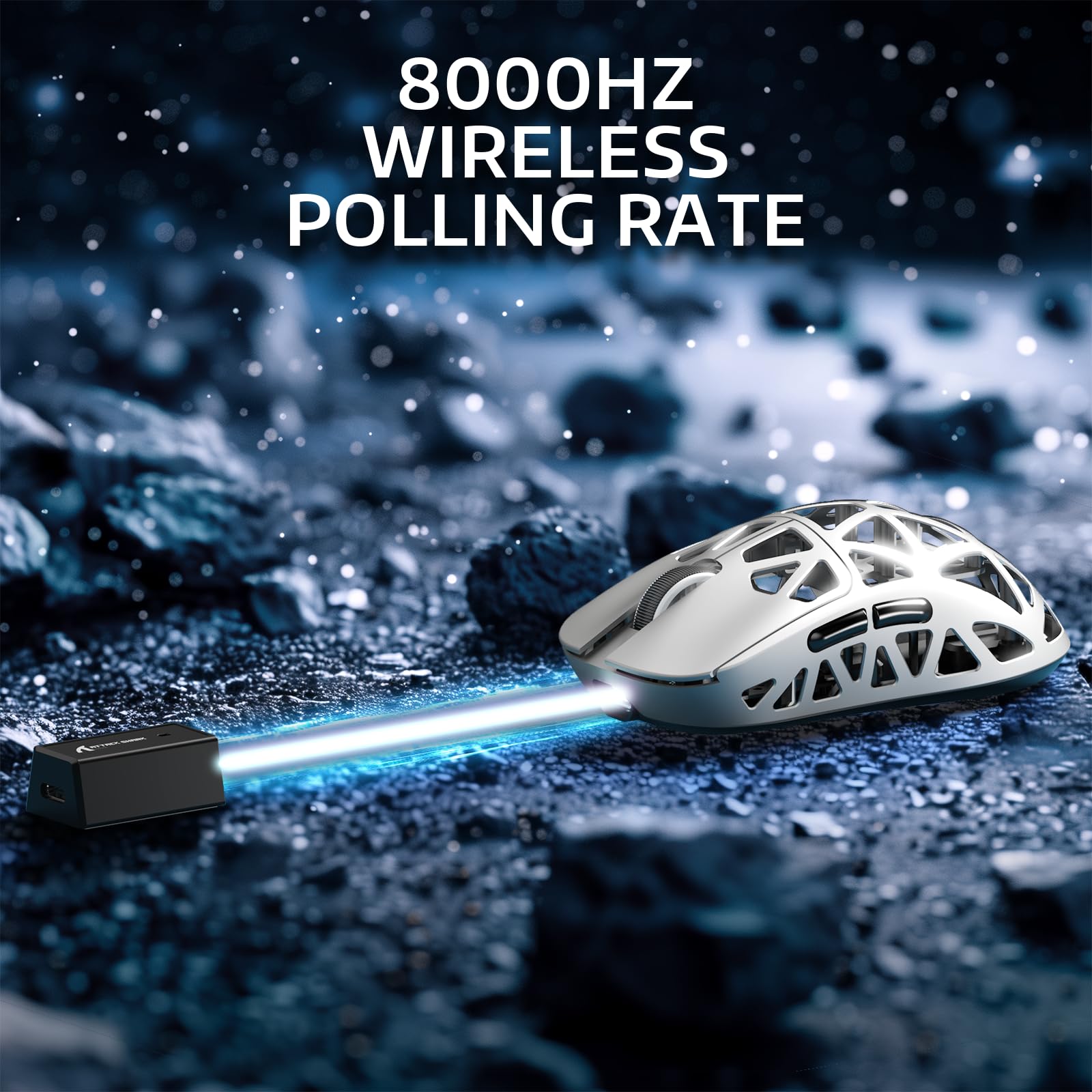ATTACK SHARK R2PRO 45g SUPERLIGHT Gaming Mouse in Lega di Magnesio, PixArt PAW3950, 42000DPI, Wireless 8000Hz Tasso di Polling, G502 Mouse da Gioco, 2.4G/BT/Cablato, con Cavo a Spirale, PC/Mac, Bianco