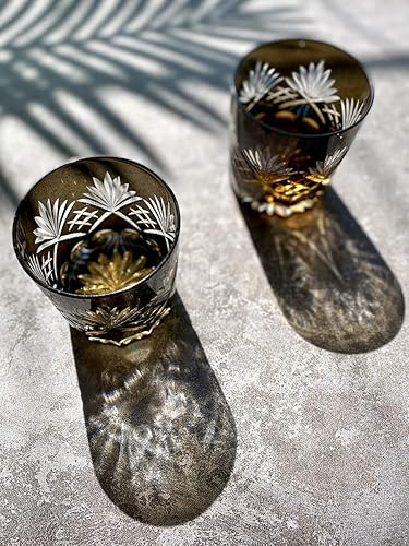 Miniatura 4 de Copa de vino de corte a mano negra fresca, caja de regalo 10 oz hecha a mano vidrio antiguo