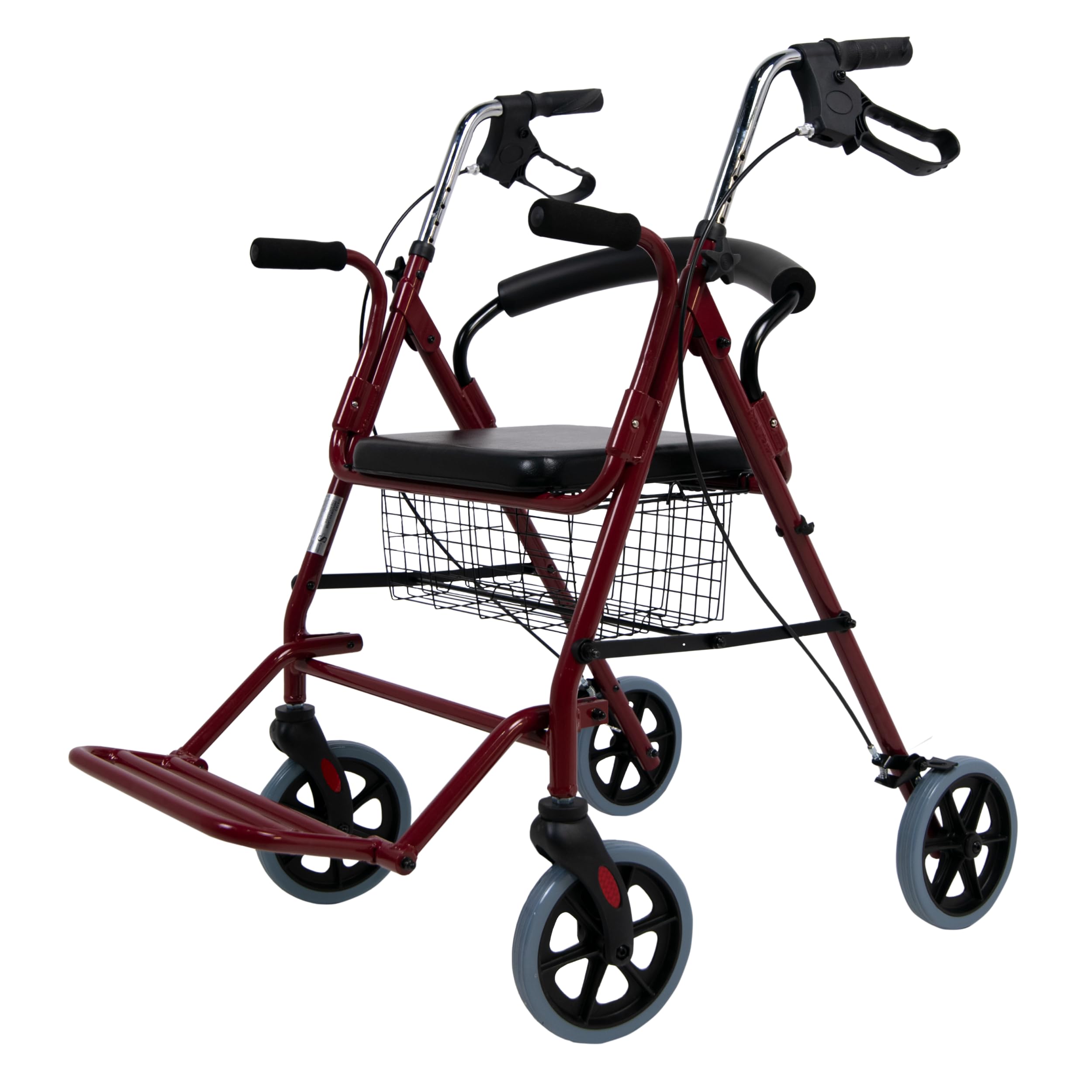 Sanitec - Silla Rollator con Frenos en Empuñadura | Andador para Ancianos Plegable | Andadores Adultos con Estructura de Aluminio | Andador con Asiento, Cesta y Reposapiés | Andadores para Ancianos