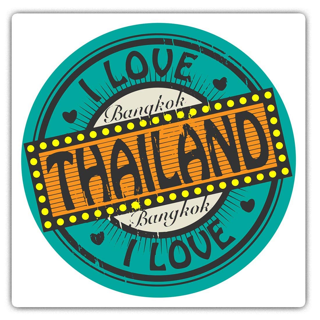 Square Stickers (Set of 2) 7.5cm - I Love Bangkok Thailand Thai Travel Laptop Tablet Luggage Scrapbook #5592