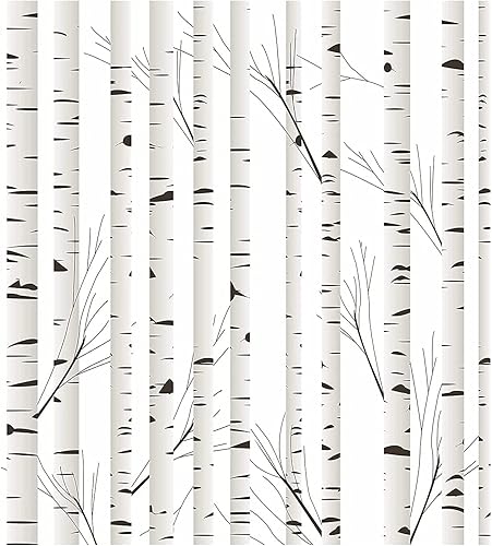 Blooming Wall Papel tapiz minimalista neutro de abedul autoadhesivo para decoración de pared (17.7 x 118 pulgadas)