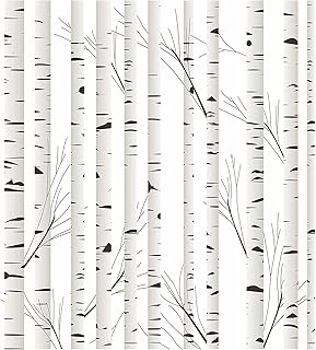 Blooming Wall CPS033 Minimalist Elegant Simple Neutral Birch Tree Trunk Self-Adhesive Prepasted Wallpaper Wall Mural Wall Decor (17.7â€œx394â€)