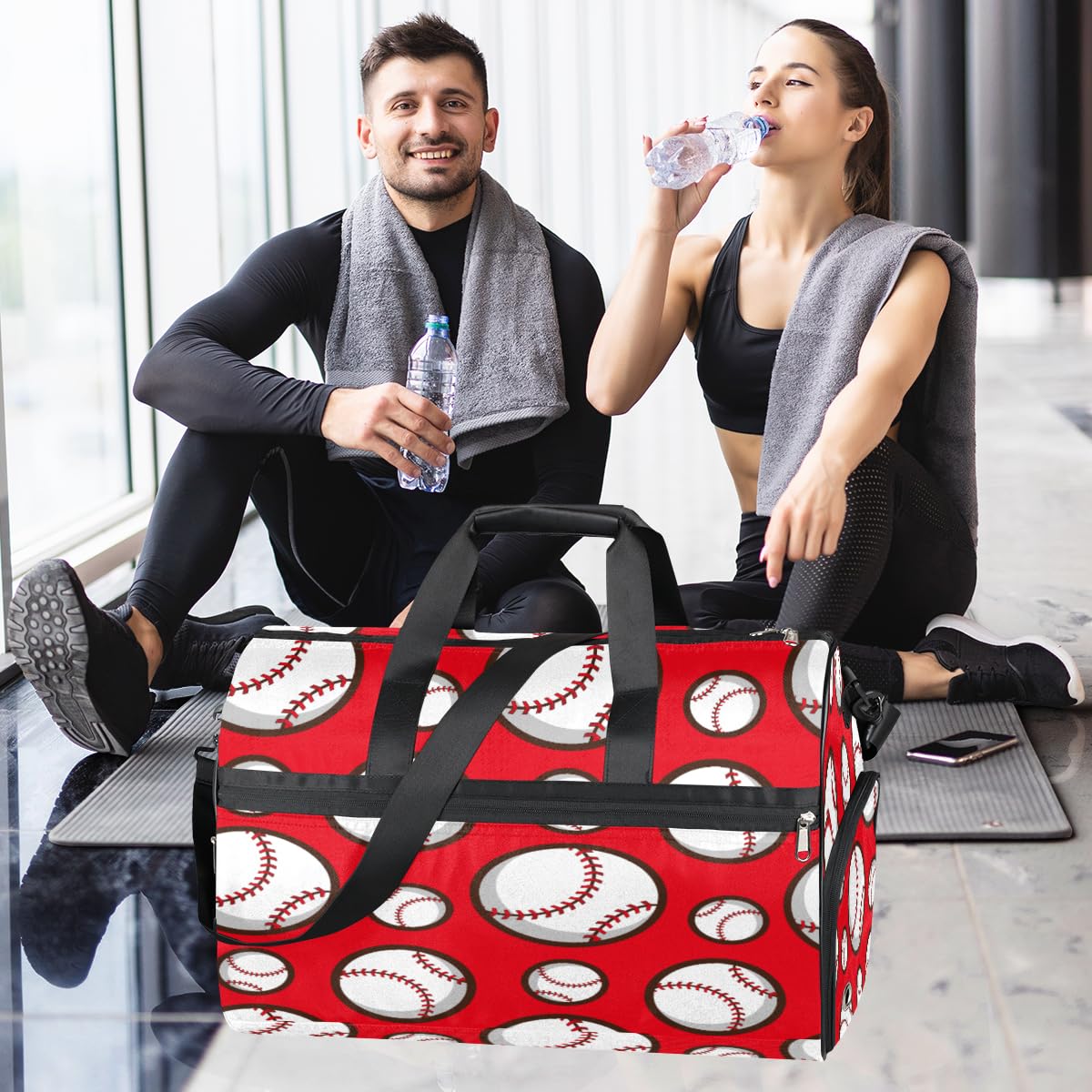 Personalisierte Sporttasche für Jungen und Männer, benutzerdefinierte Sport-Reisetasche mit Schuhfach, maßgeschneiderte Mädchen-Tanztasche, Wochenend-Übernachtungstasche für Frauen und Kinder, roter