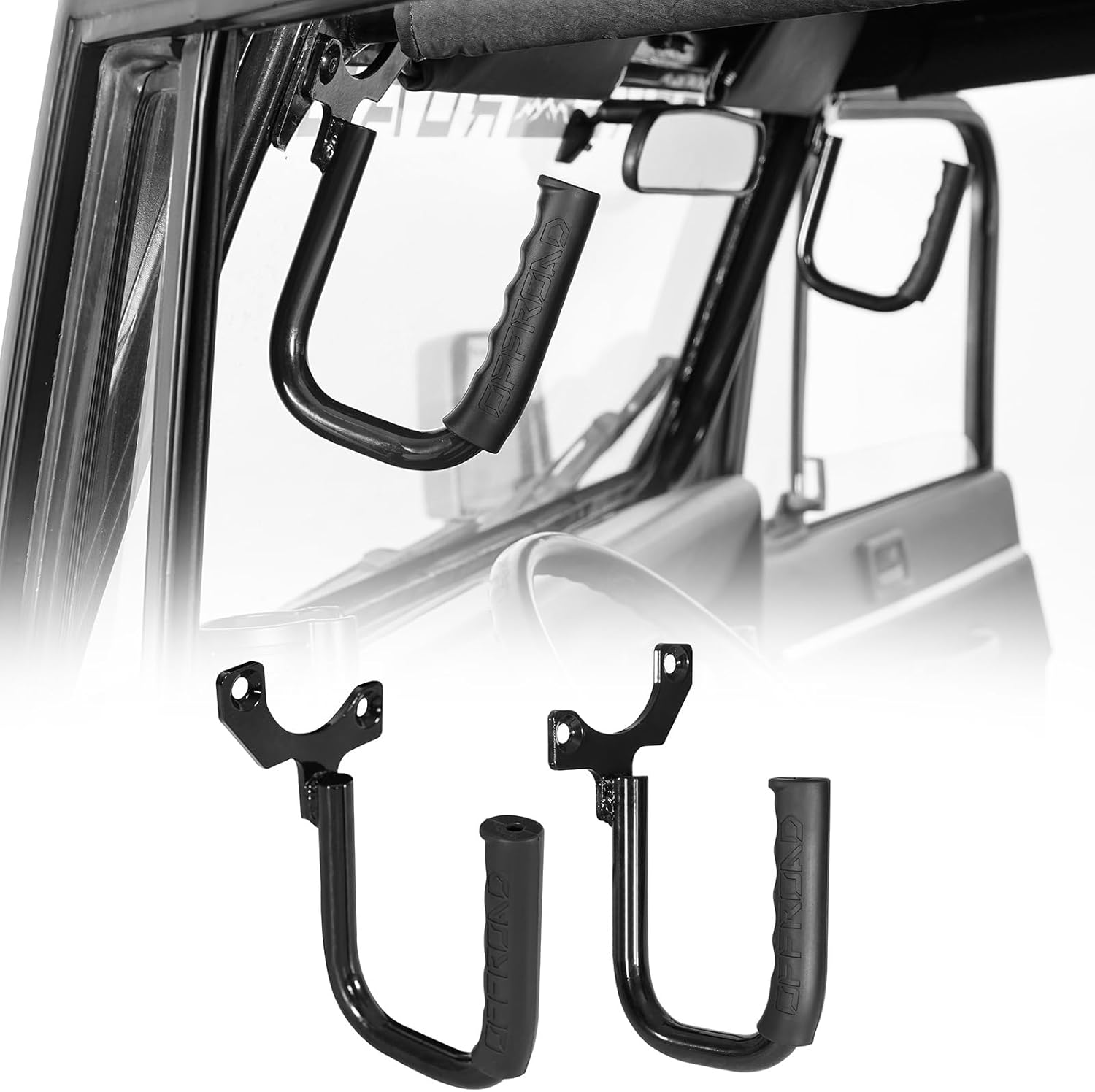Hooke Road Wrangler YJ Front Steel Grab Handles for 1987-1995 Jeep Wrangler YJ - (Pack of 2)