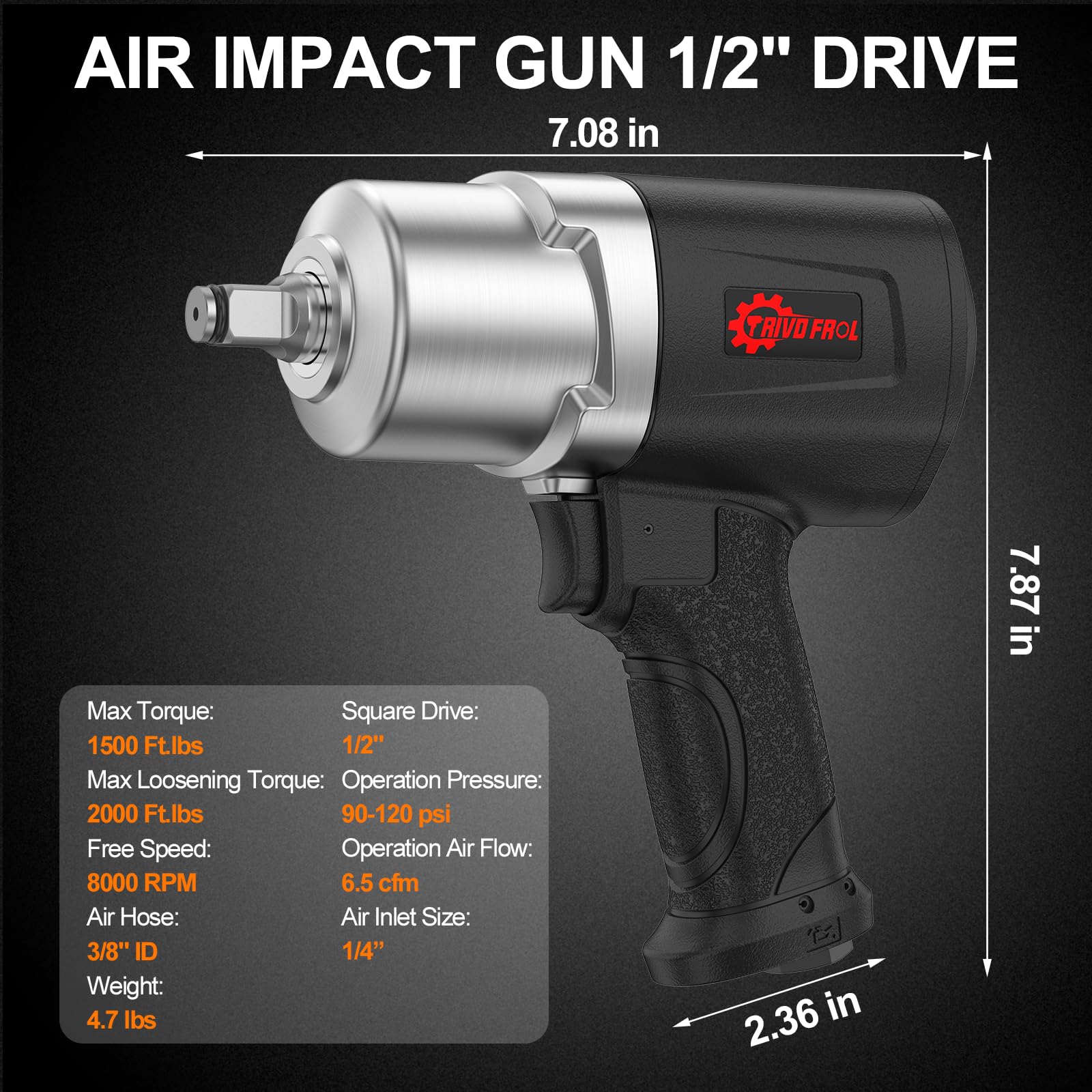Trivd Frol Air Impact Wrench - 1500 Ft-lbs Torque -7 Trivd Frol Air Impact Wrench - 1500 Ft-lbs Torque -7