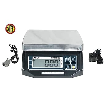 VisionTechShop ACOM PW-200RS POS Interface Portion Scale with Most ECRs and POS Systems, Lb/Oz/Kg/g Switchable, 30lb Capacity, 0.01lb Readability, Dual Display, NTEP Legal for Trade COC #18-060A1