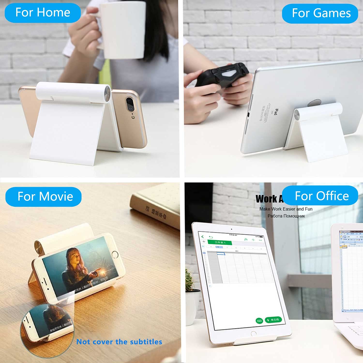 Support Téléphone Bureau Smartphone Stand Compatible iPad iPhone 13 Pro Max Mini 12 11 Galaxy S22 S21 Note20 Redmi Note