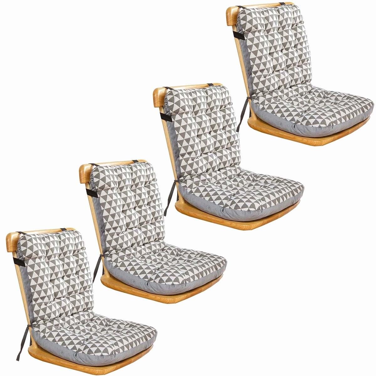 Set of 1/2/4/6 High Back Chair Cushions, Office Chair One-Piece Chair Pads with Ties Dining Room-Kitchen Thickened Chair Seat Cushion Outdoor/Indoor(Color:Color7,Size:XL:45x35x57cm4pcs)
