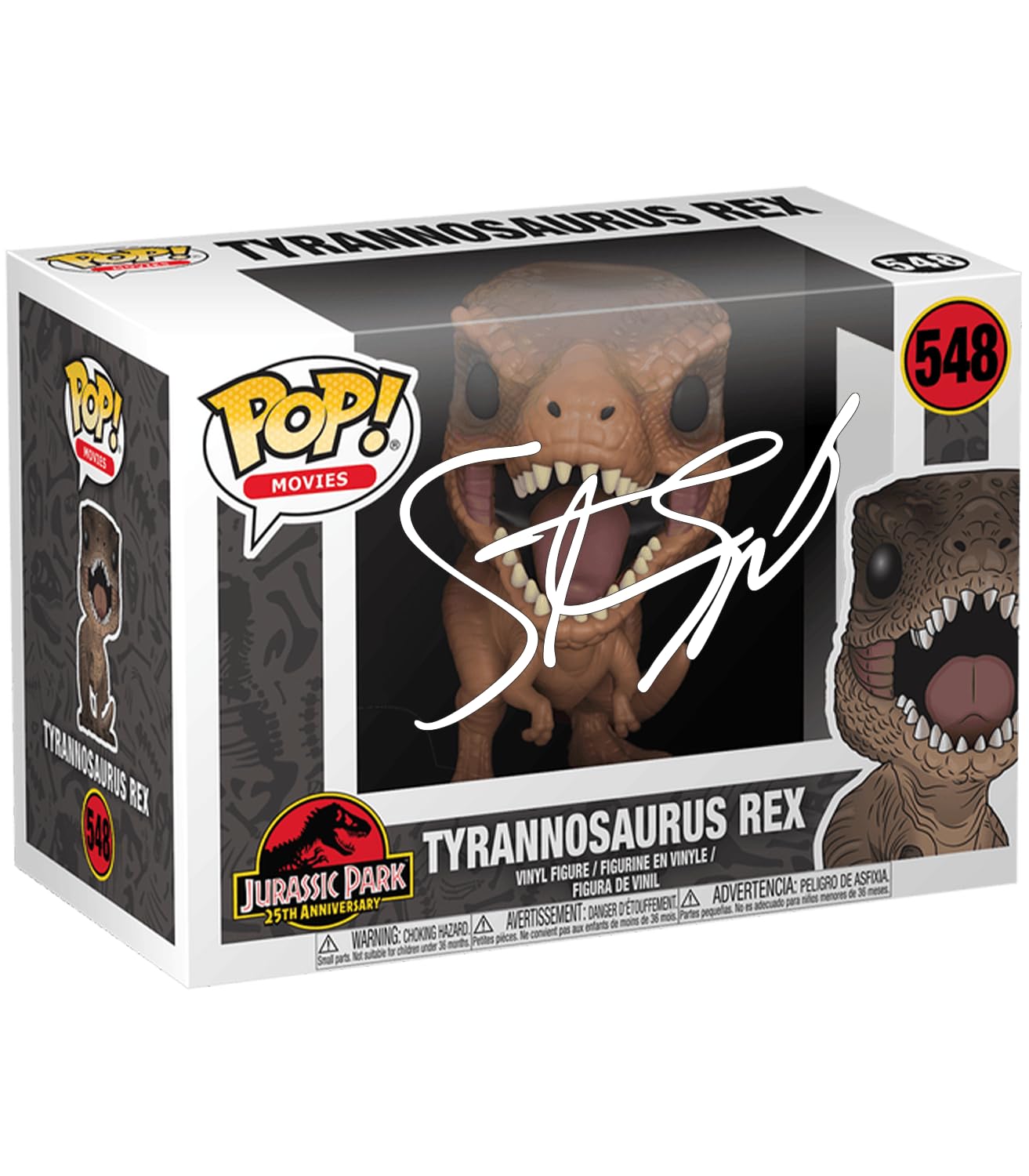 Steven Spielberg T-Rex Tyrannosaurus Rex Jurassic Park #548 Facsimile Signed Reprint Laser Autographed Funko POP! Movies Jurassic World Figurine with Protector Case