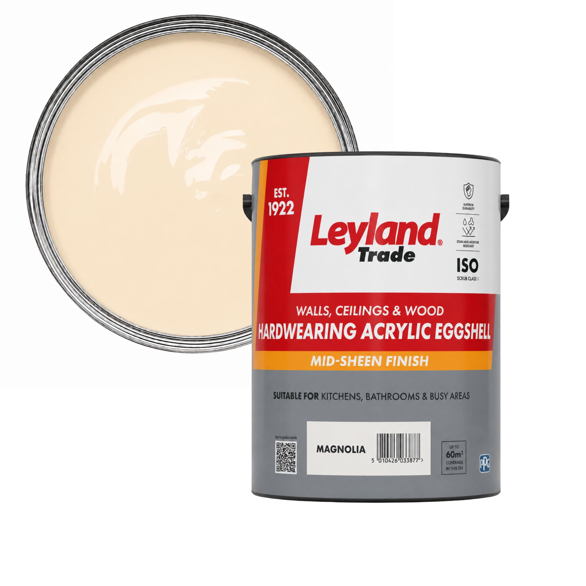 Leyland Magnolia Trade - Hardwearing Acrylic Eggshell Paint - 5L