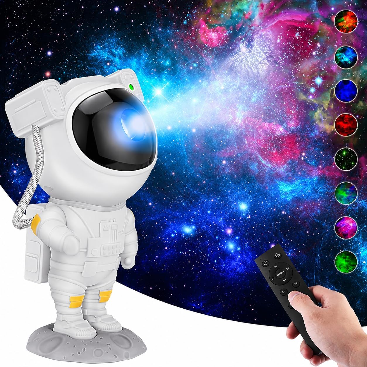 fizzytech Astronaut Galaxy Projector Night Light with 360 Degree Rotating Nebula, Remote Control, Timer & Adjustable Head for Kids Bedroom