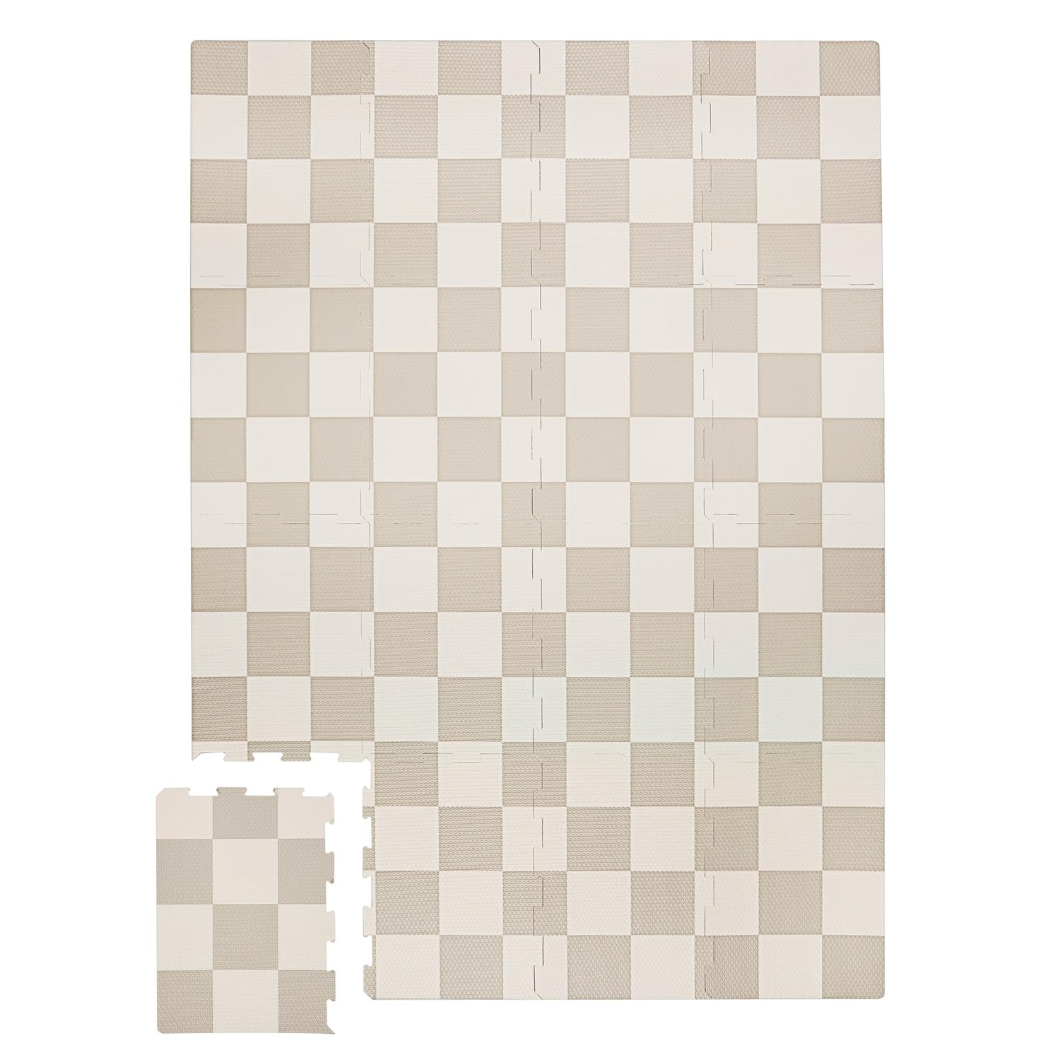 3 Sprouts - Foam Puzzle Play Mat - Large Baby Play Mat - Soft Padded Playmat for Floor - Ideal Kids Play Mats for Toddlers - Waterproof Mat - Babies Playmat for Indoors - Checkerboard Beige