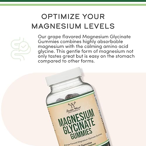 Miniatura 4 de Gomitas de glicinato de magnesio (400 mg por porción, suministro para 30 días, sabor a uva) Suplemento de magnesio de alta absorción para adultos o