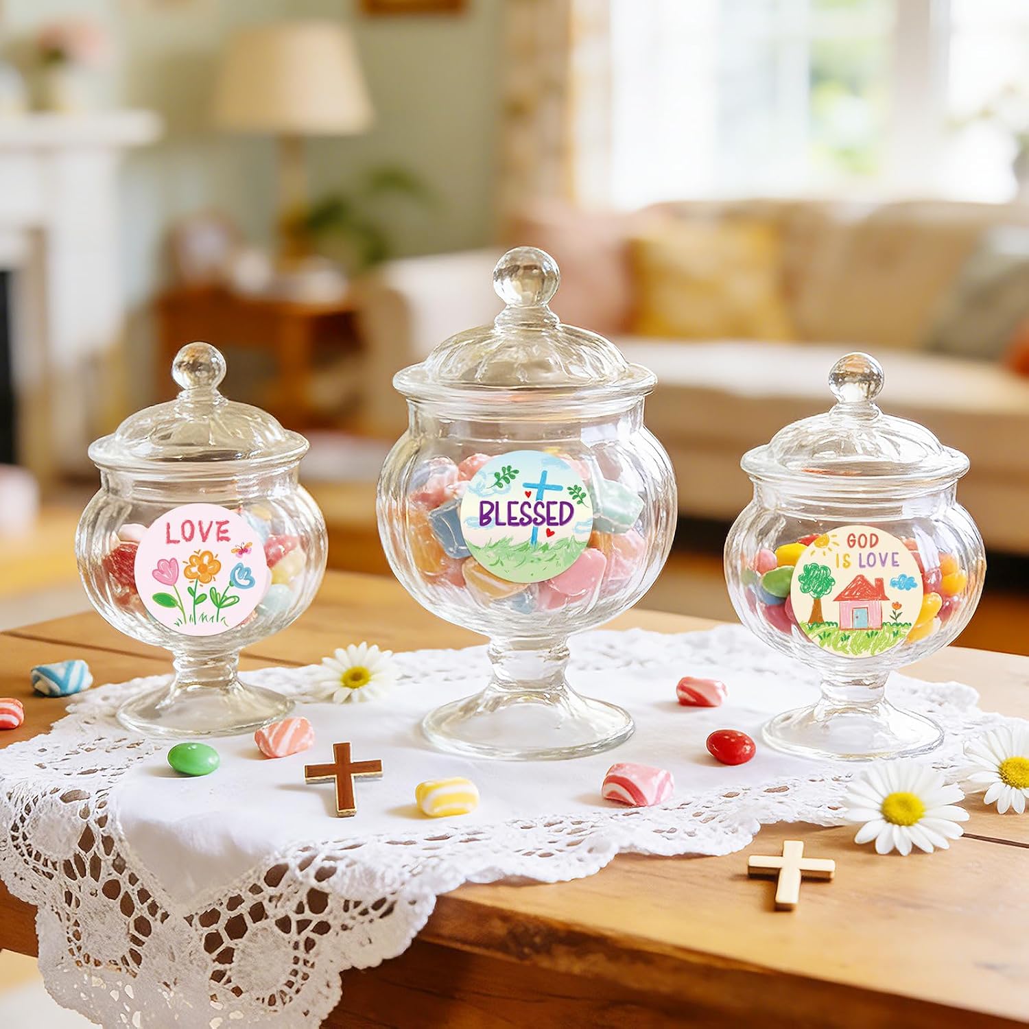 Christian Stickers for Kids 200 Pcs Easter Stickers Religious Kid Drawn Jesus Sticker Spring Church Sunday School Activities Gifts Scrapbook Envelope Seals Party Faith Shape Bible Cross Decals 2 Inch