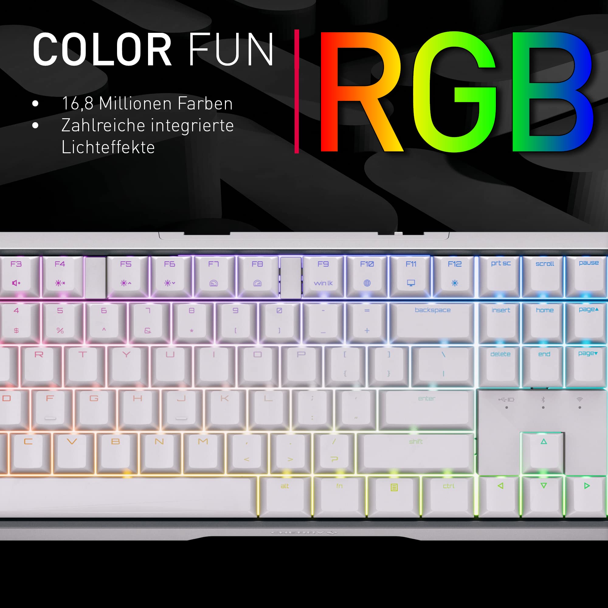 CHERRY MX 3.0S Wireless Kabellose Mechanische Gaming-Tastatur Deutsches Layout QWERTZ Bluetooth Funk Kabelverbindung MX2A RED Switches Weiß