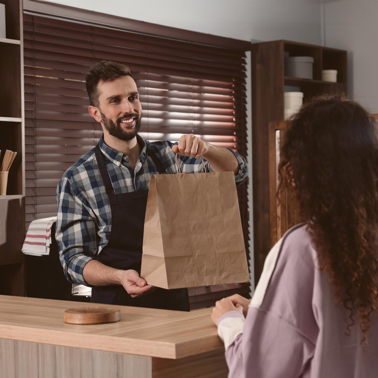COGLARING 130 bolsas de papel marrón con asas, bolsas de regalo Kraft de varios tamaños a granel para pequeñas empresas, bolsas de compras, bolsas de venta al por menor, bolsas de fiesta, bolsas de