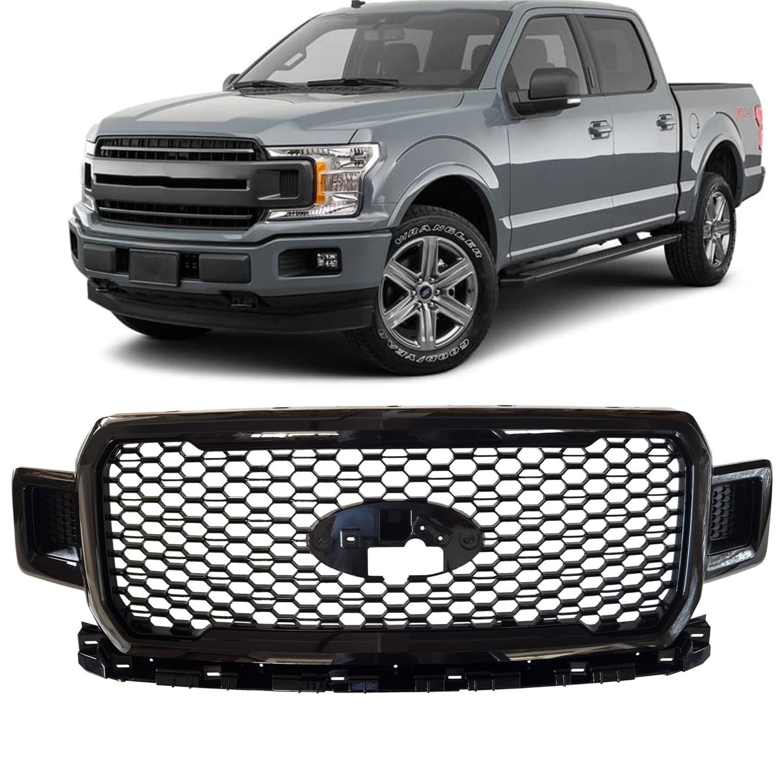 LABLT Front Bumper Radiator Grille Assembly Matt Black Without Base Rail Replacement For 2018 2020 F 150 Pickup 4 Door Jl3z8200sf
