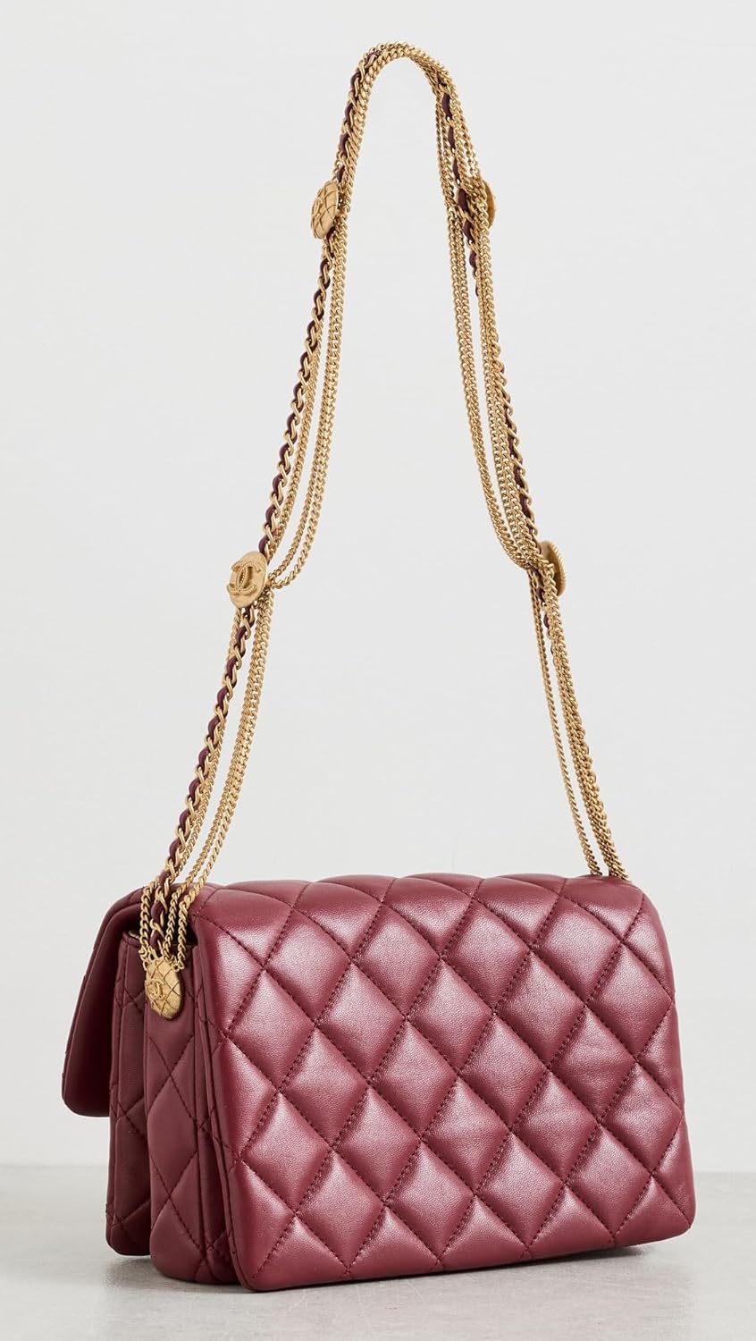 CHANEL What Goes Around Comes Around Women's Pre-Loved Red Lambskin Precious Buttons Shoulder Bag - Image 3