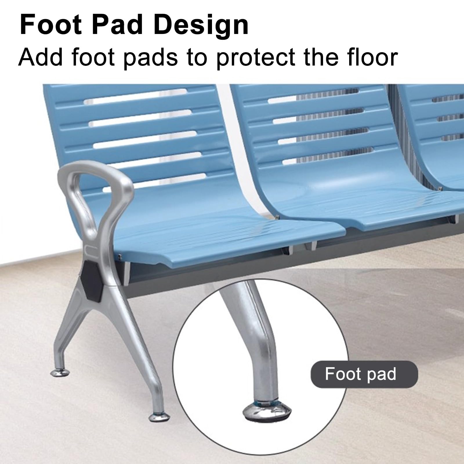 Doppel-Stuhlbank für Wartezimmer, atmungsaktiv, mit Armlehnen, für Flughafen, Krankenhaus, Salon, Bank, Konferenzraum (blau), komfortables, stilvolles Design