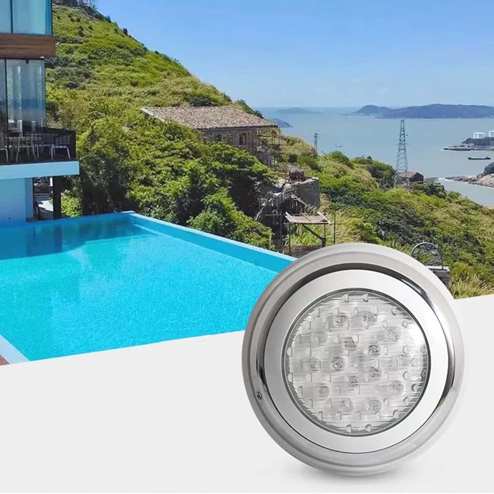 Faro Subacqueo A LED Ad Anello per Fontane, Illuminazione per Piscine in Acciaio Inossidabile con Grado di Protezione IP68, Luce Subacquea da Incasso A 12 V CA(RGB,24w)