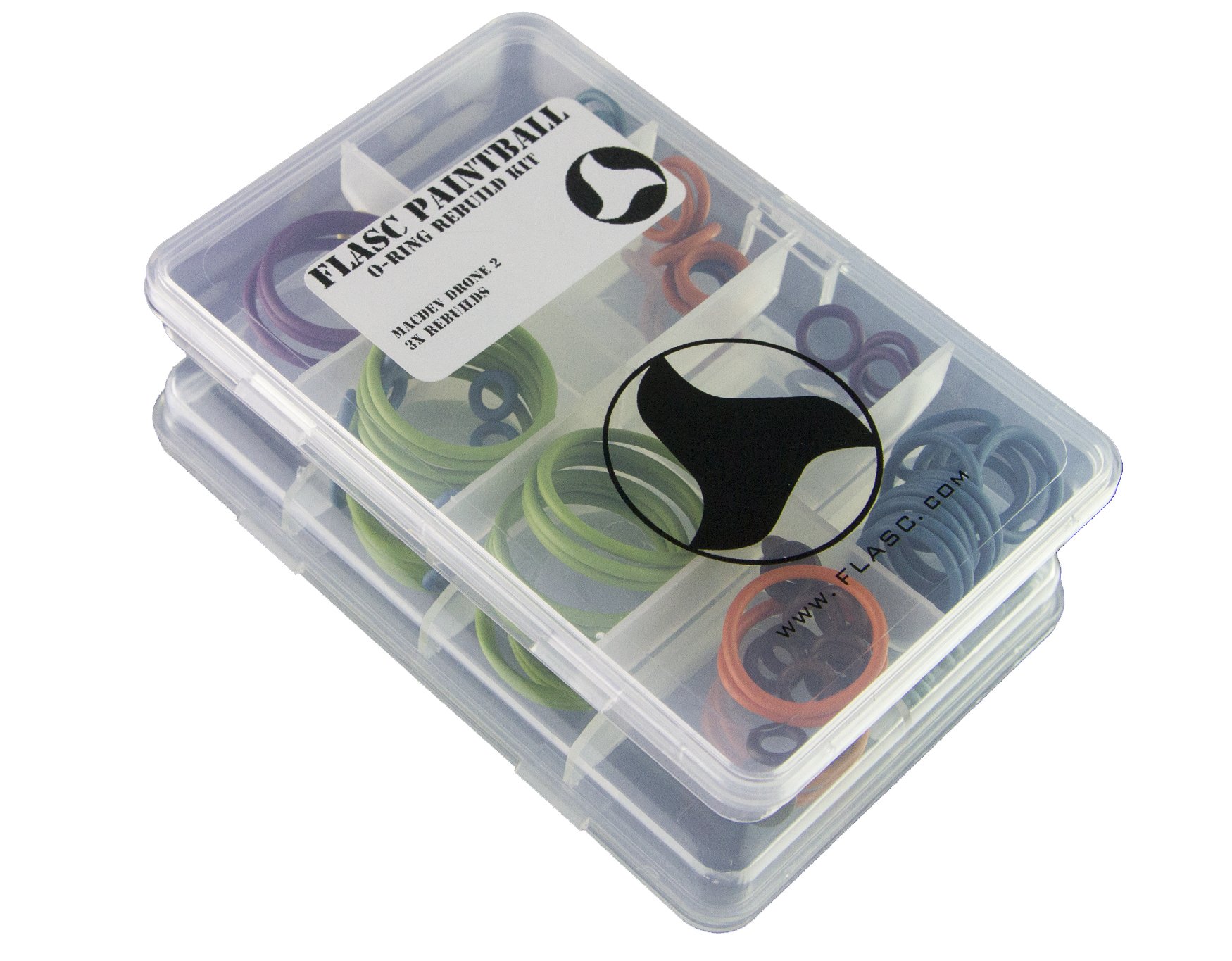 Flasc Paintball Macdev Drohne 2, 3 x farbcodierte O-Ringe